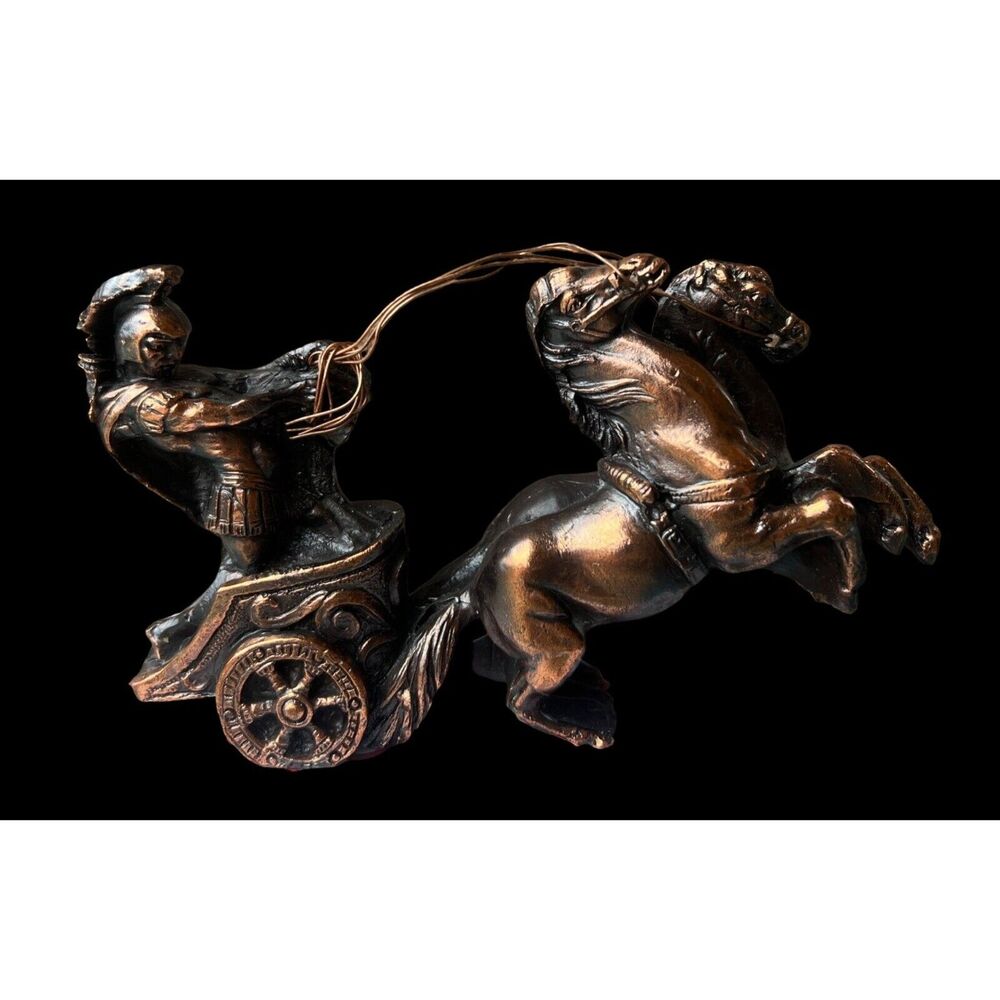Vintage Statue of The Roman Chariot in Resin And Bronze Sculpture Mythology